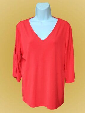 MICHAEL Michael Kors Red V-neck Blouse - size M